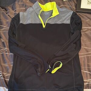 American eagle Black and Gray Quarter-Zip Pullover with Neon Accents